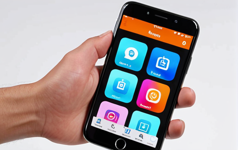 ** Hand swiping on a smartphone screen, showing app icons moving, signifying easy navigation and multitasking. The background should be vibrant and modern.
**