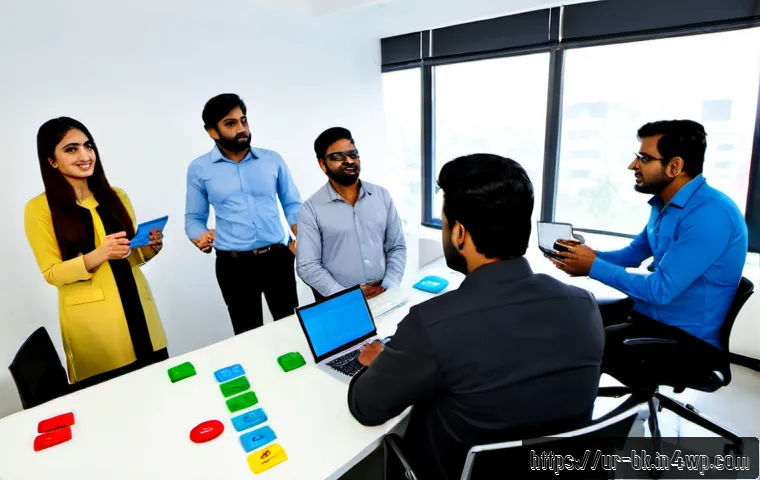 제스처 기반 인터페이스의 개발 비용 분석 - Photorealistic Pakistani software development team in a bright Lahore office, diverse professionals ...